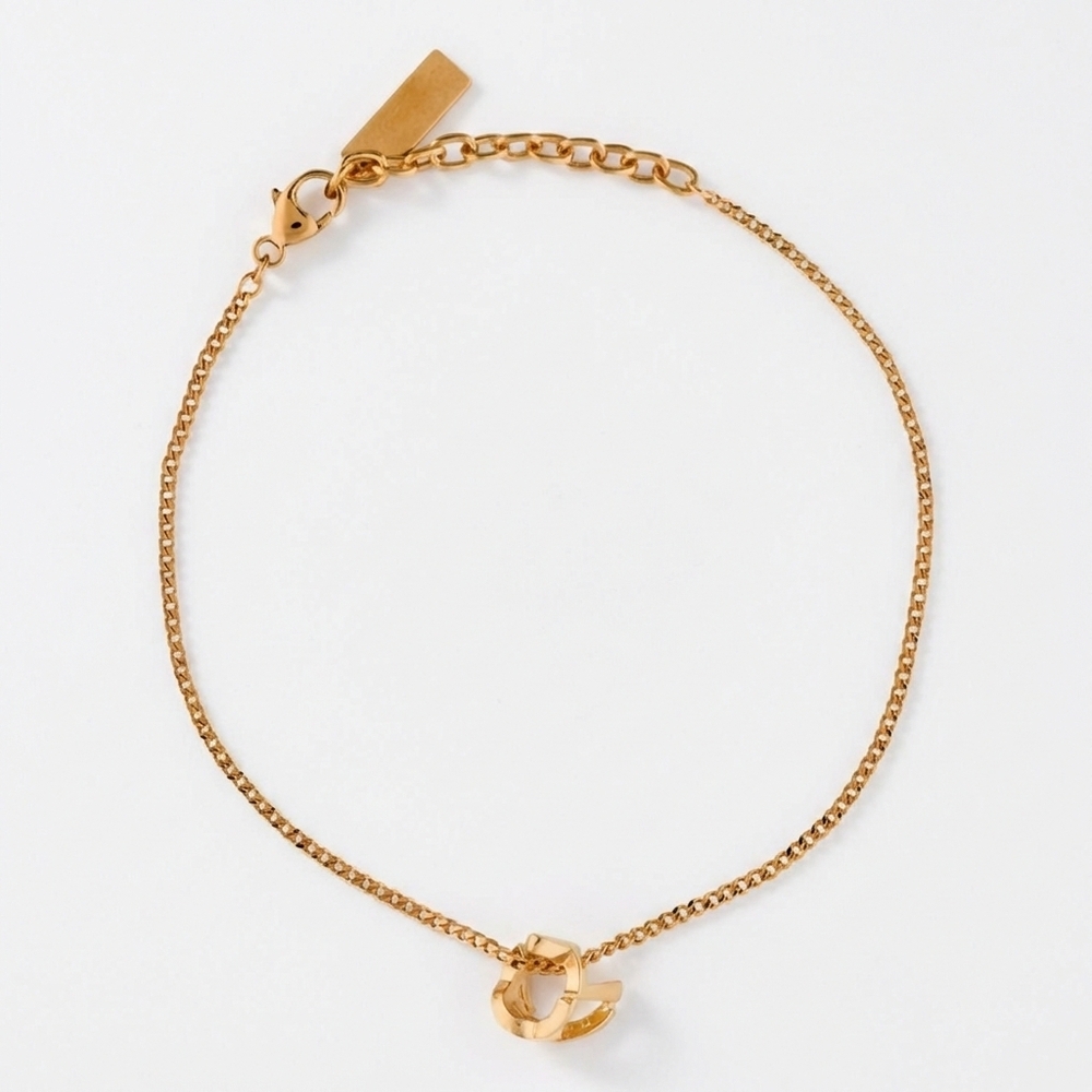 NEW SAINT LAURENT monogram twist metal chain bracelet in gold